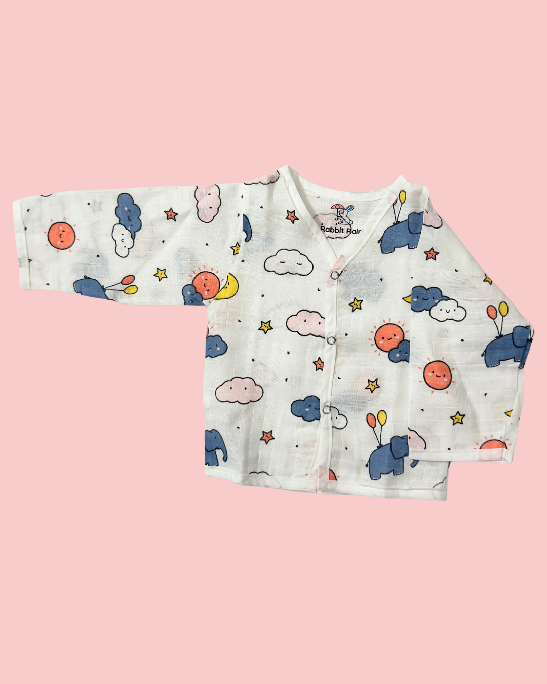 Premium Muslin Cotton Full sleeve Jabla Pyjama / Night Suit - Dreamy Elephant