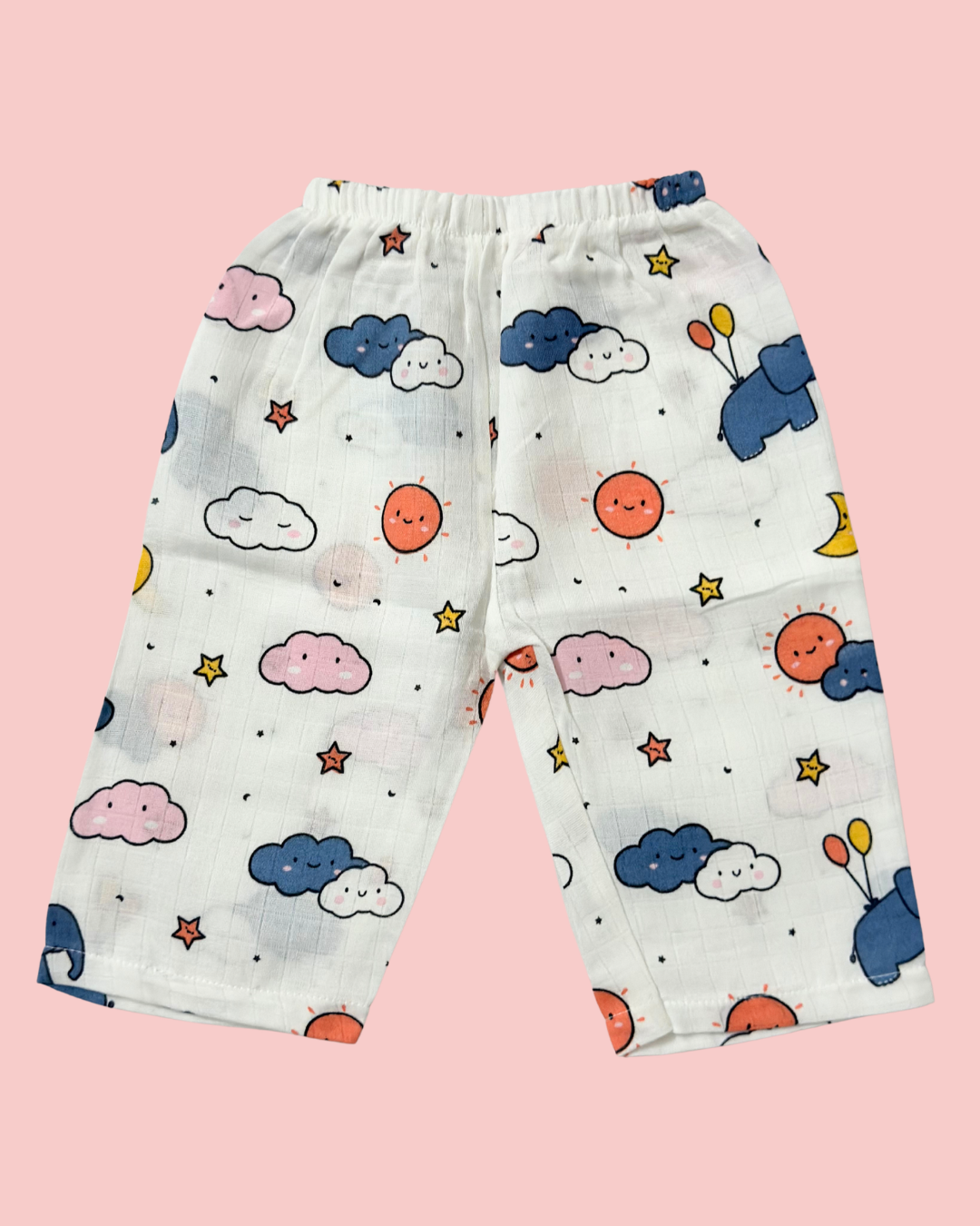 Premium Muslin Cotton Full sleeve Jabla Pyjama / Night Suit - Dreamy Elephant