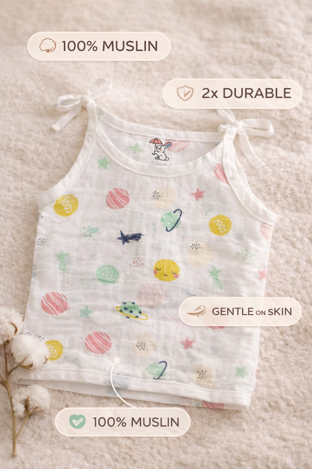 100% Muslin Cotton Knot Jabla & Nappy Set - Little Galaxy