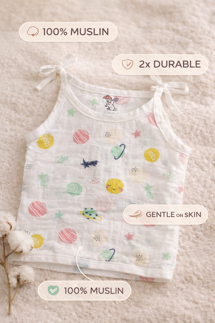 100% Muslin Cotton Knot Jabla & Nappy Set - Little Galaxy