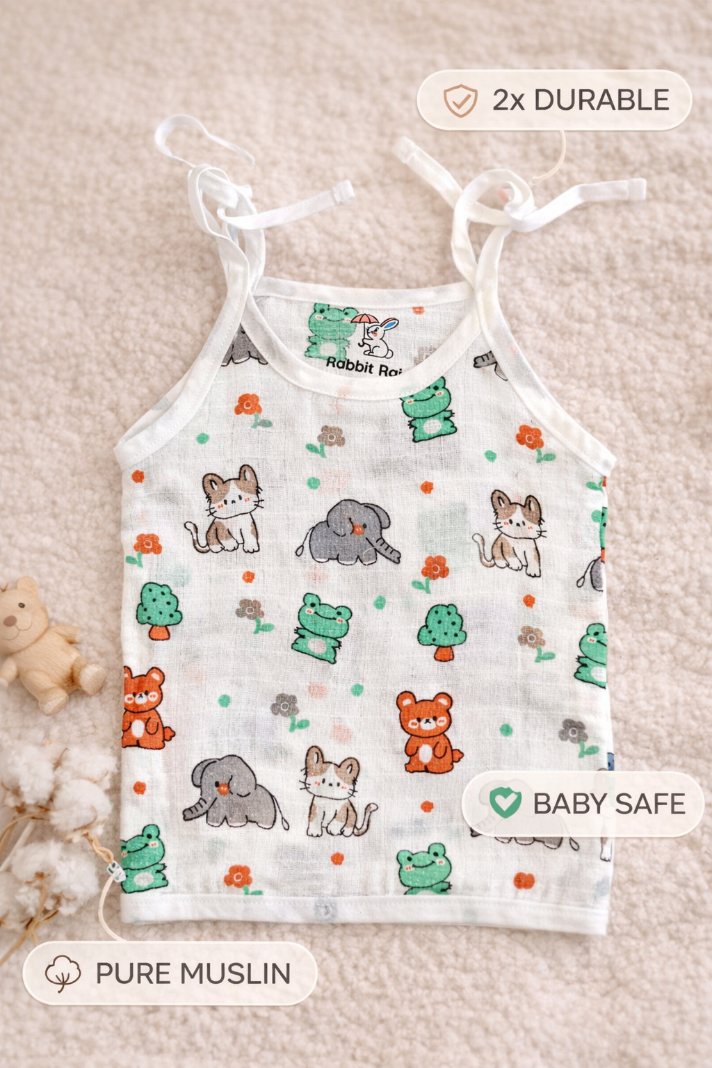 100% Muslin Cotton Knot Jabla & Nappy Set - Little Forest