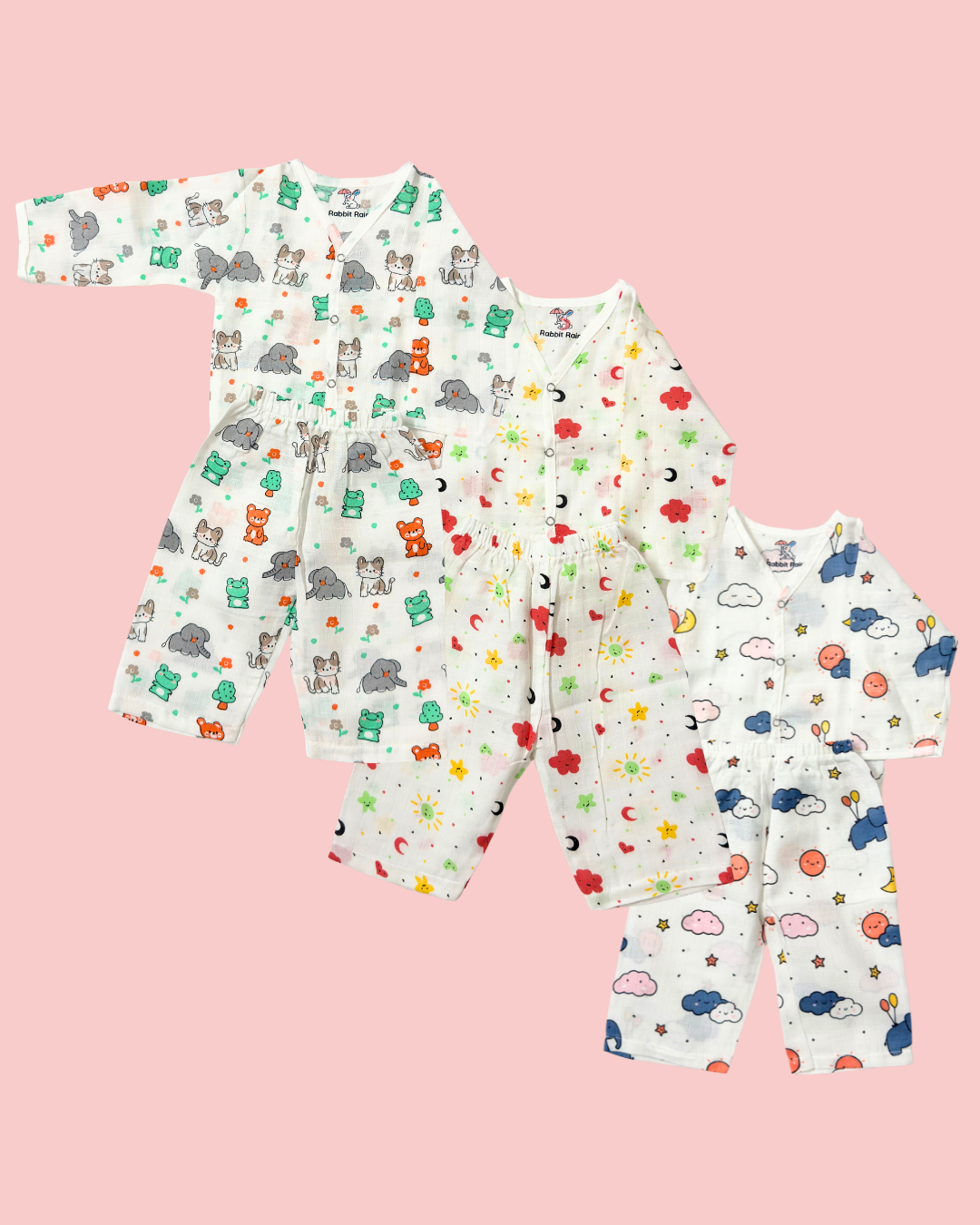 Premium Muslin Cotton Full sleeve Jabla Pyjama  - Pack of 3