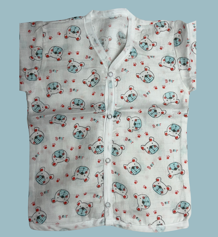 Baby Muslin Cotton Full Sleeve & Sleeveless Jabla – Bear Print