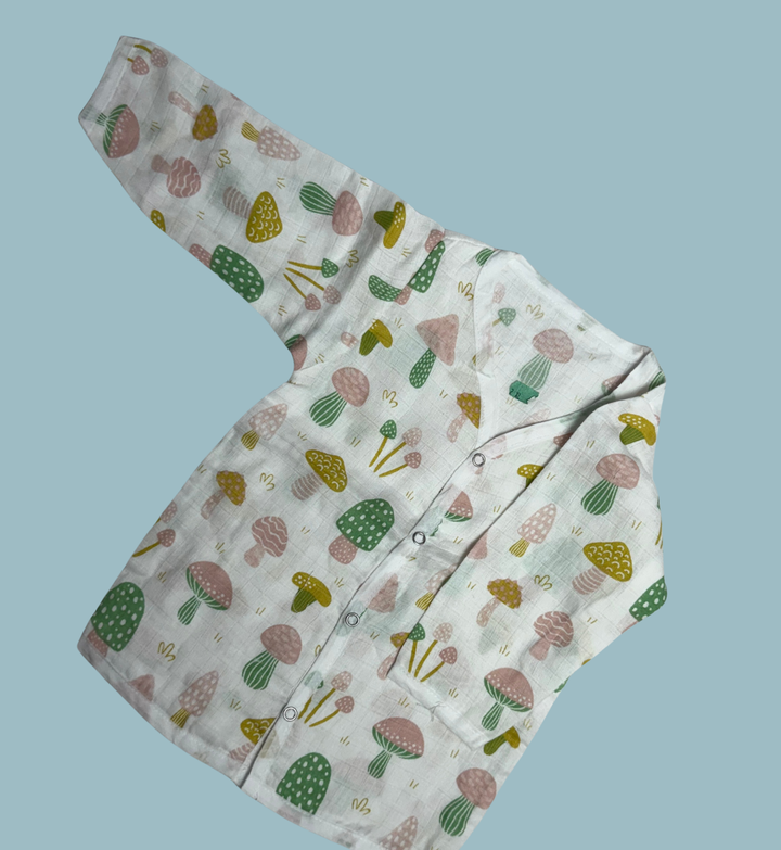 Baby Muslin Cotton Full Sleeve Jabla – Mushroom Print