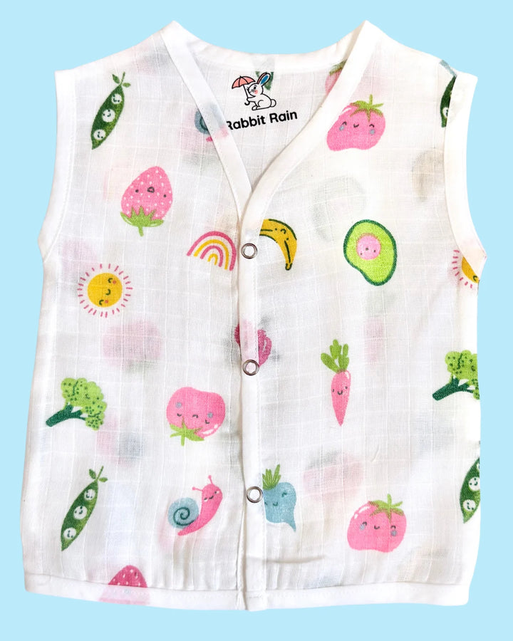 Premium Muslin Cotton Sleeveless Jabla & Nappy Set –  Fruity Garden