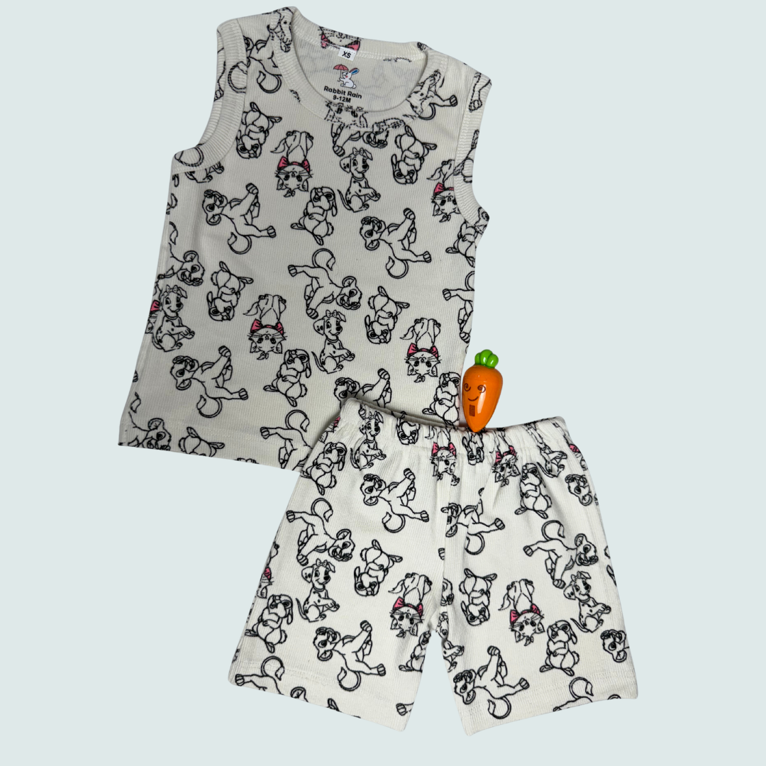Unisex Sleeveless Co-ord Set – Puppy| 100% Premium Cotton