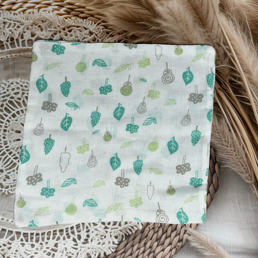 Muslin Cotton Baby Wipes – Set of 3 Reusable Cloth Napkins (Assorted Prints – Random 3)