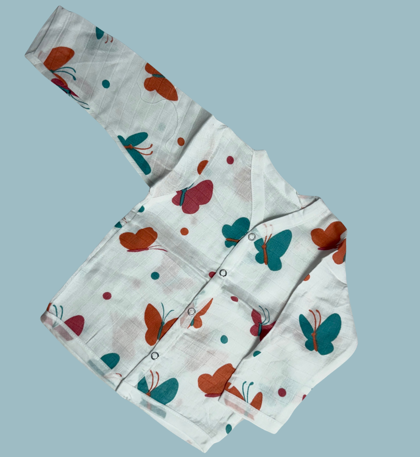 Baby Muslin Cotton Full Sleeve Jabla – Butterfly Print