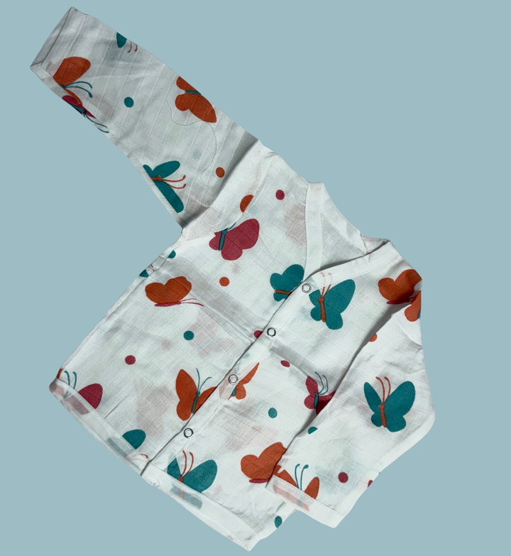Baby Muslin Cotton Full Sleeve Jabla – Butterfly Print