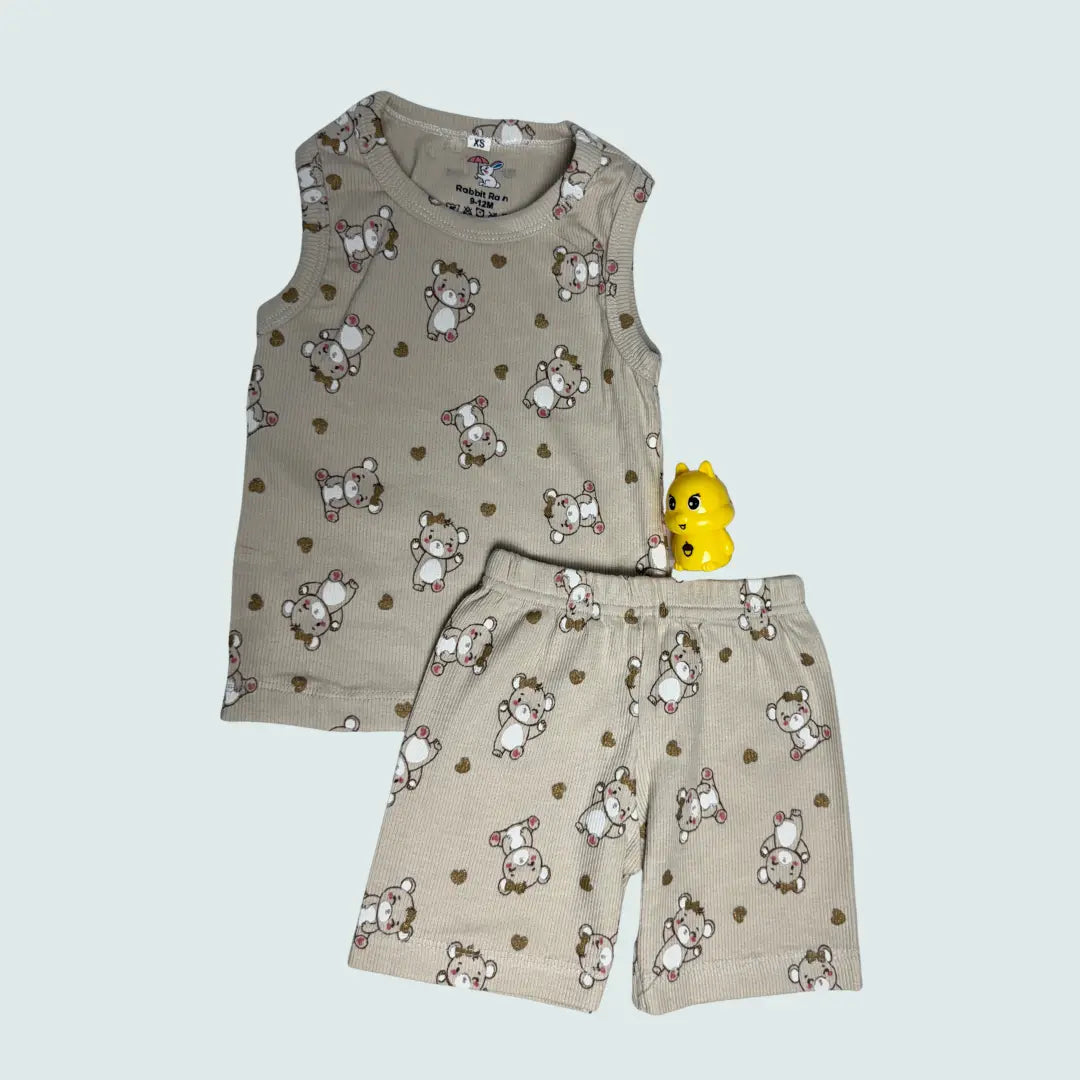 Unisex Sleeveless Co-ord Set – Teddy Bear| 100% Premium Cotton