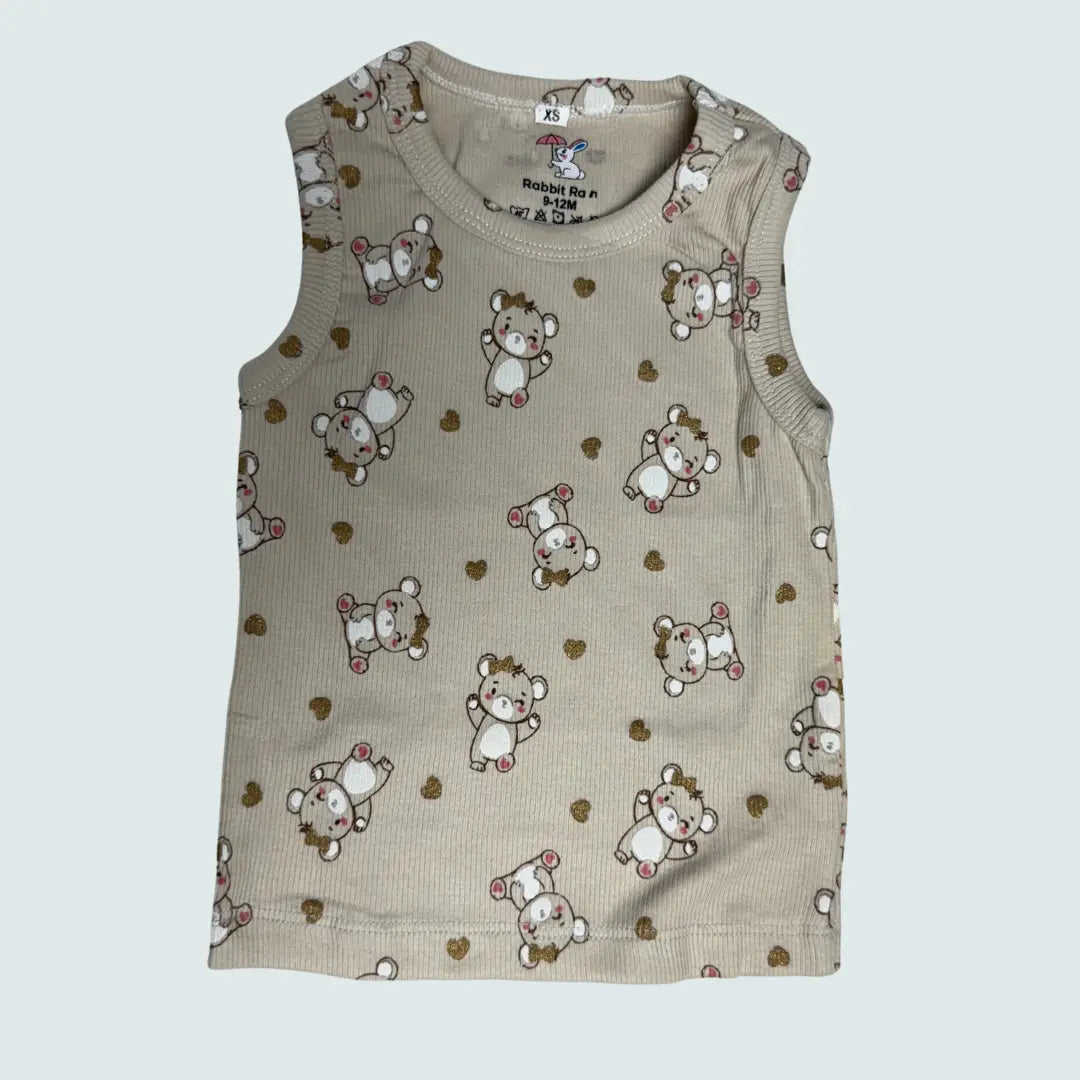 Unisex Sleeveless Co-ord Set – Teddy Bear| 100% Premium Cotton