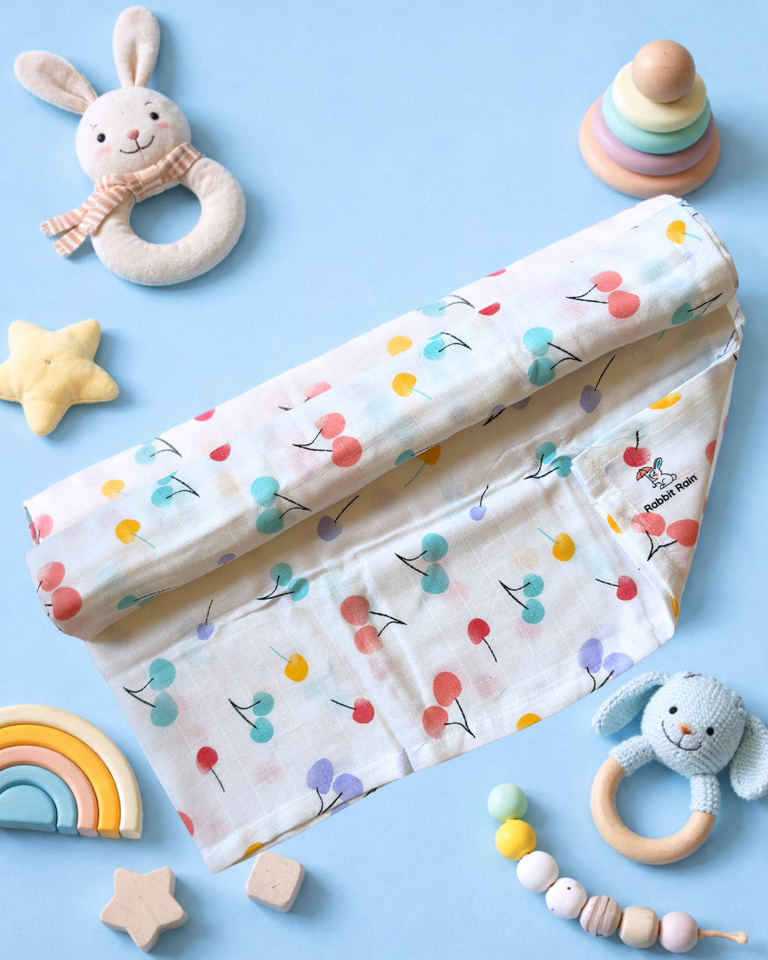 Muslin Cotton Baby Swaddles 100*100 - Cherry