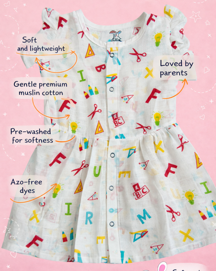 Premium Muslin Cotton Frill Sleeve Frock – Pack of 3  | Buy 2 Get 1 Free