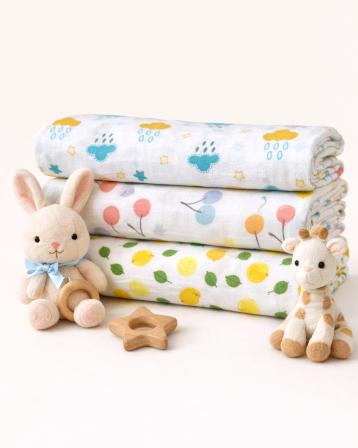 Muslin Cotton Baby Swaddles 100*100 - Pack of 3