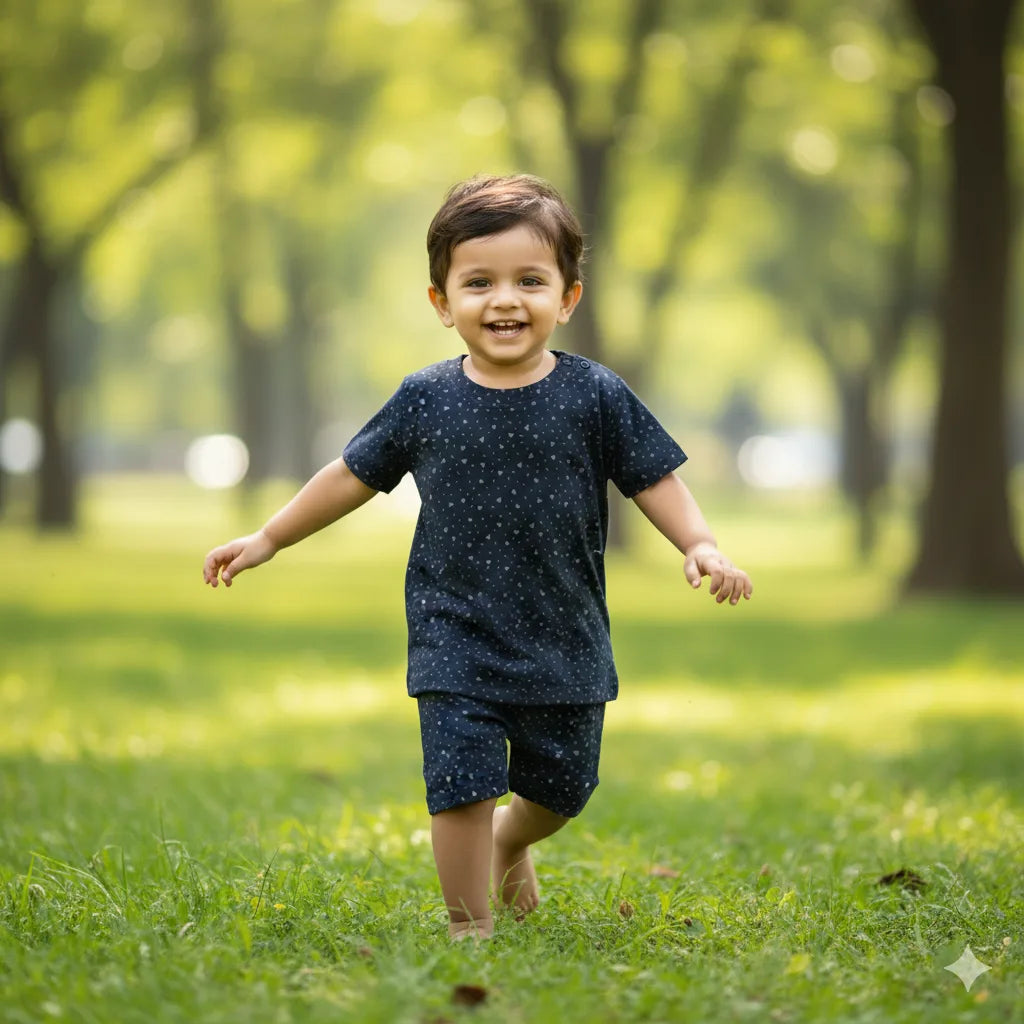 TShirt & Shorts Set - Minimal Speck Print|  100% Premium Cotton