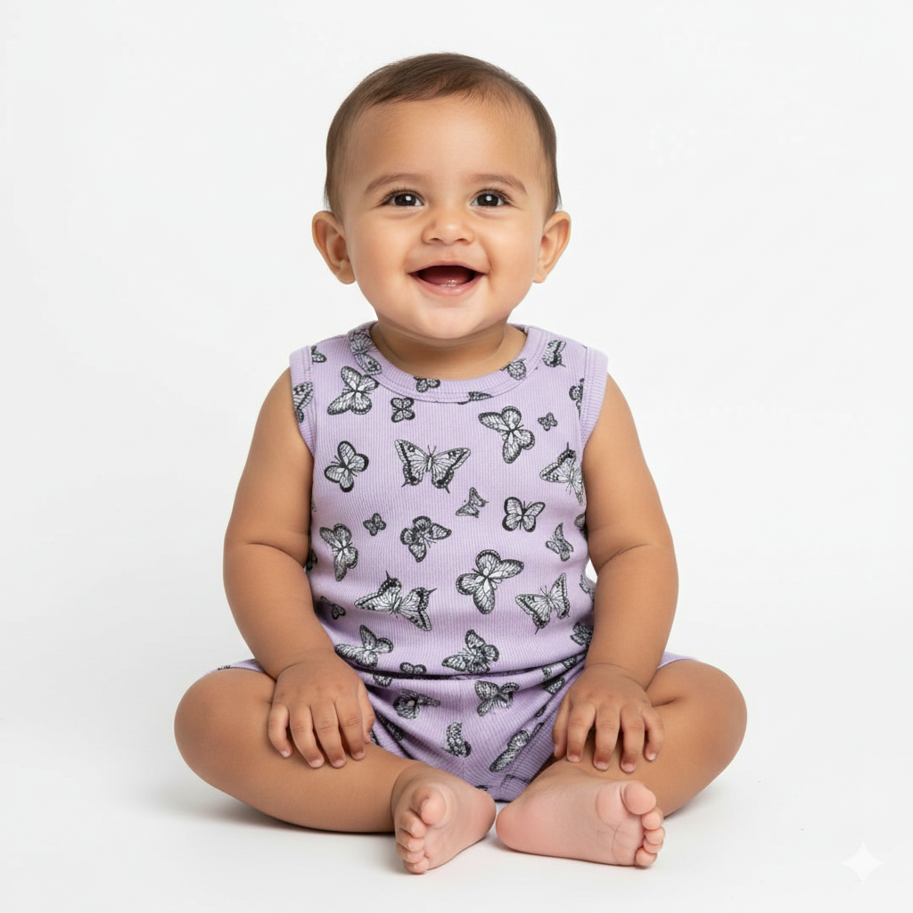 Unisex Sleeveless Co-ord Set – Butterfly | 100% Premium Cotton