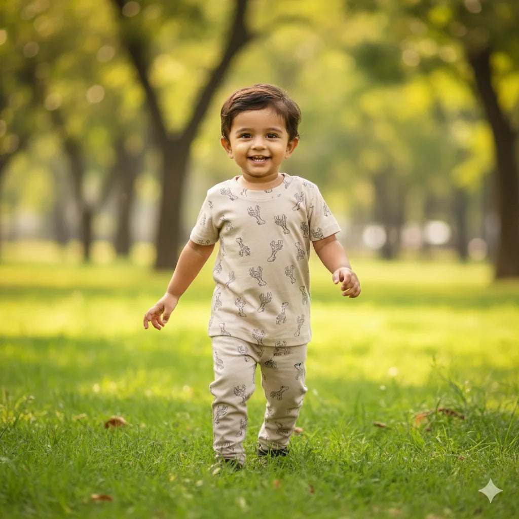 TShirt - Pyjama Set - Giraffe Print |  100% Premium Cotton