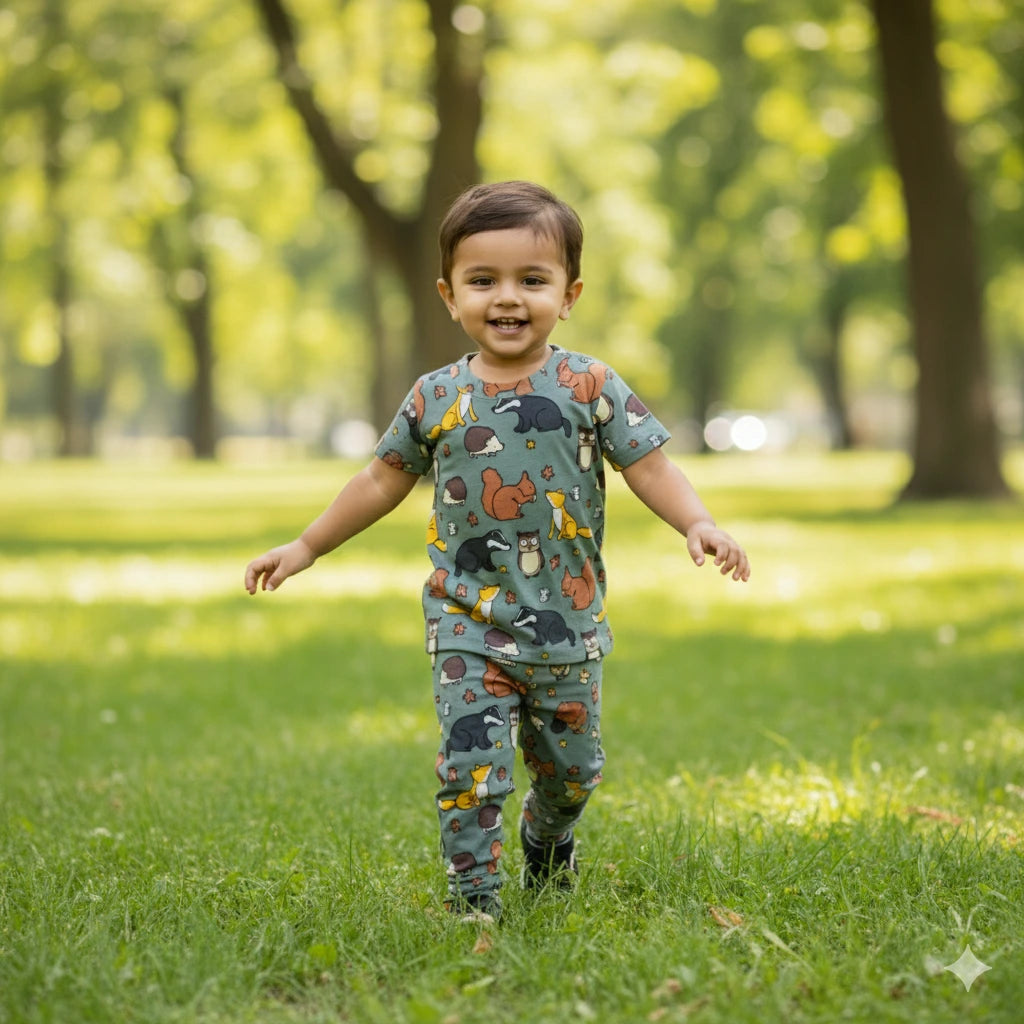 TShirt - Pyjama Set - Woodland Animal |  100% Premium Cotton