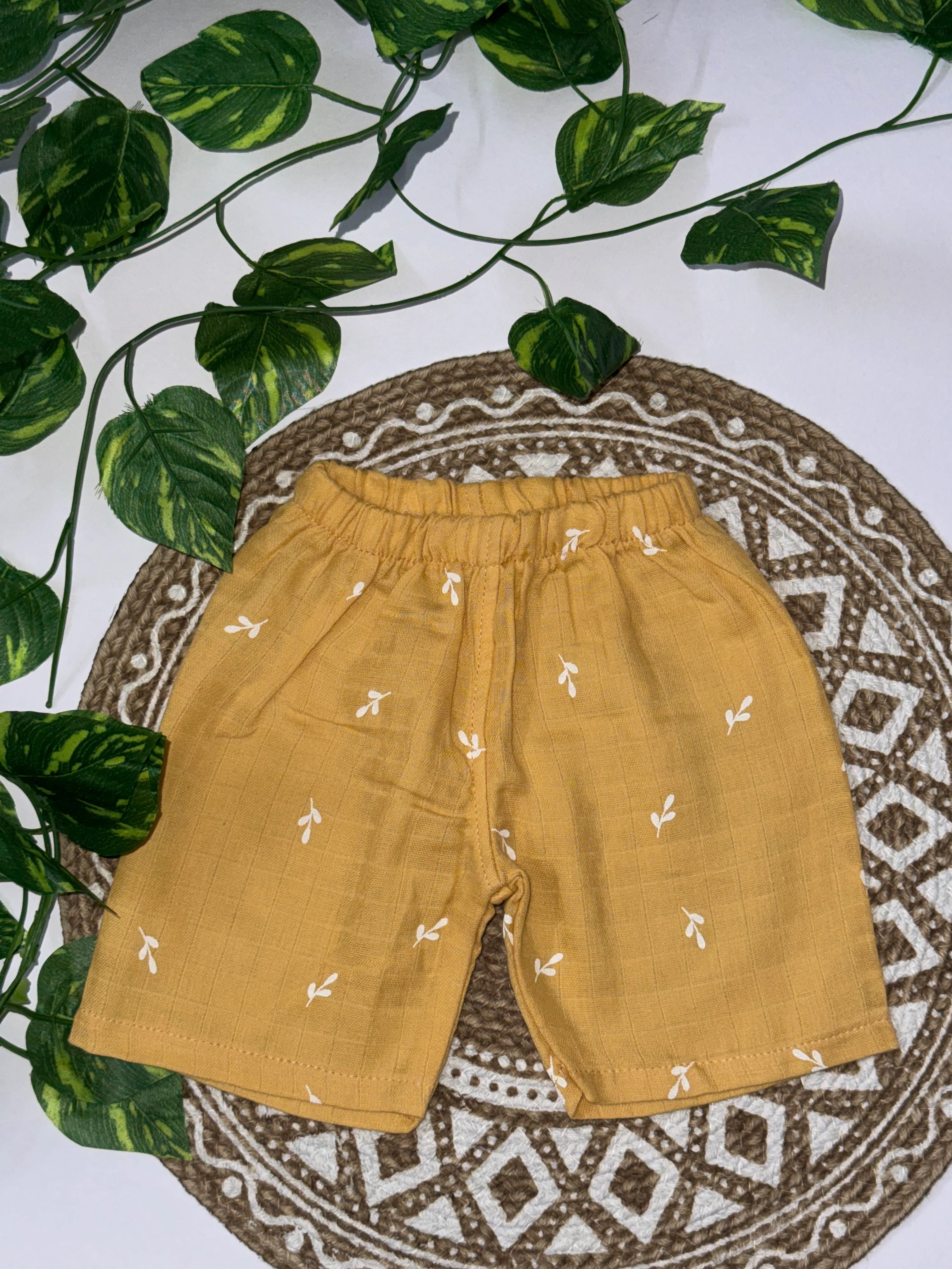 Kids Muslin Cotton Mustard Co-ord Set – Soft & Breathable