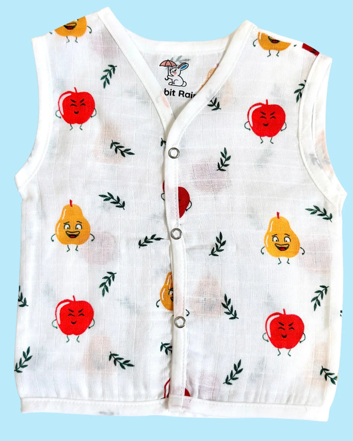 Premium Muslin Cotton Sleeveless Jabla & Shorts Set – Happy Fruits