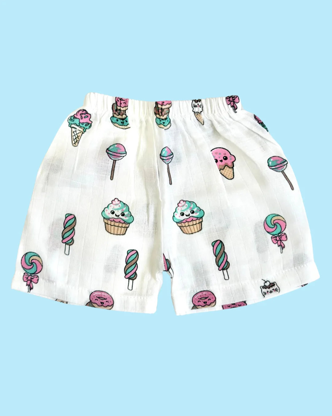 Premium Muslin Cotton Half Sleeve Jabla & Shorts Set – Candy Treats