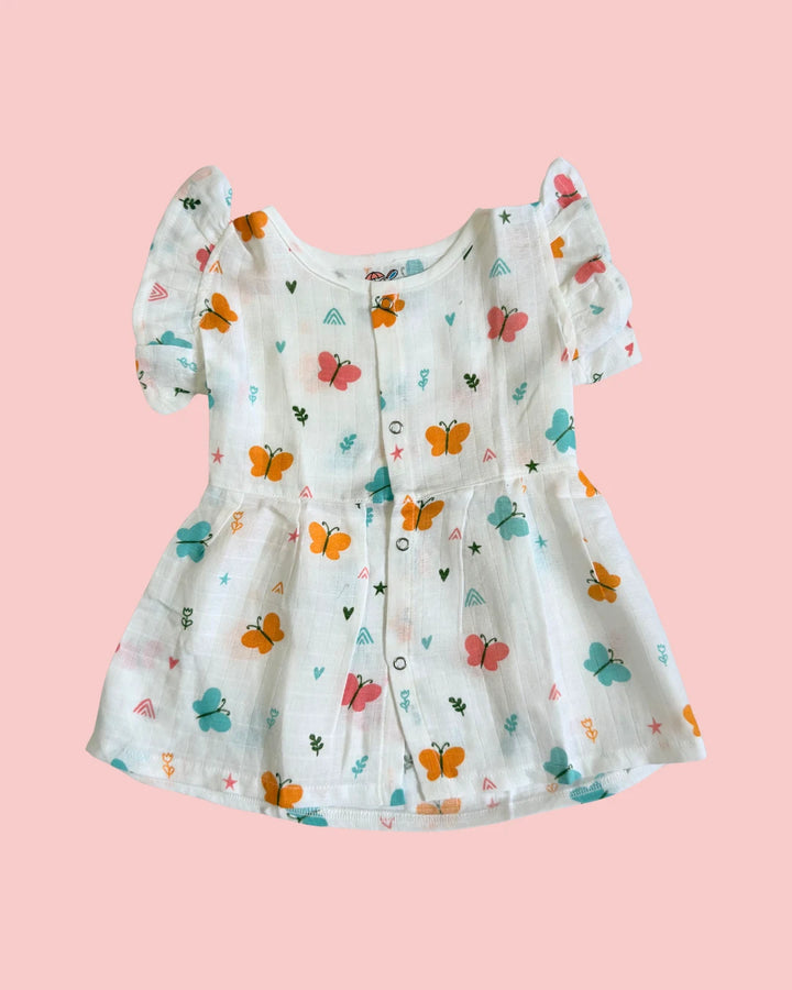 Frill Frock – 100% Premium Muslin Cotton – Butterfly Print