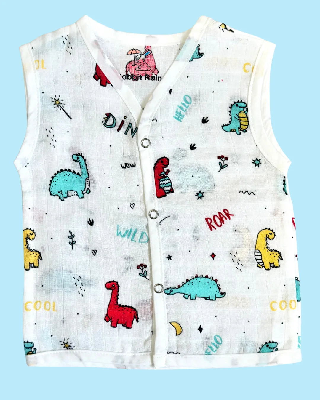 Premium Muslin Cotton Sleeveless Jabla & Shorts Set – Dino Roar