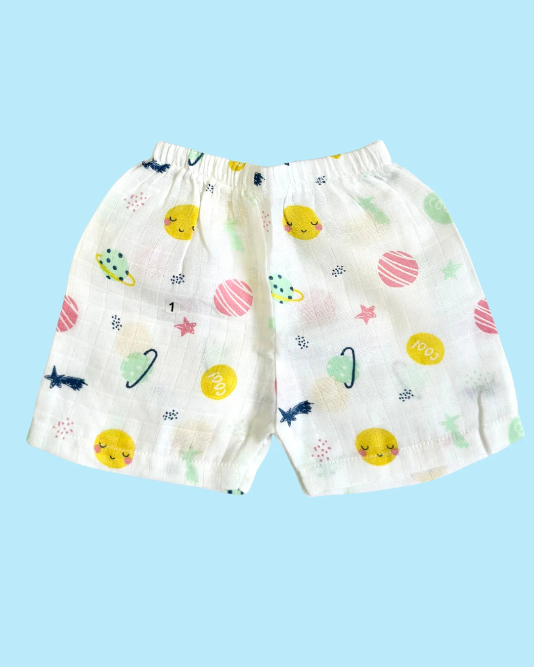 Premium Muslin Cotton Half Sleeve Jabla & Shorts Set – Tropical Fun