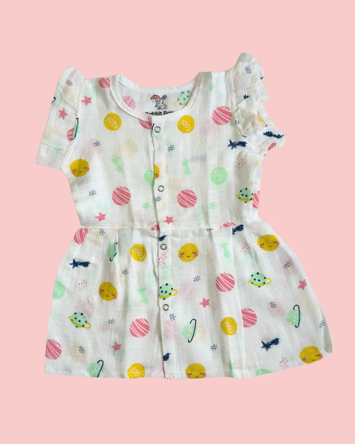 Frill Frock – 100% Premium Muslin Cotton – Space Dream Print