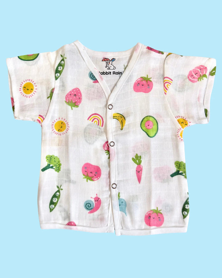 Premium Muslin Cotton Half Sleeve Jabla & Shorts Set – Fruity Garden
