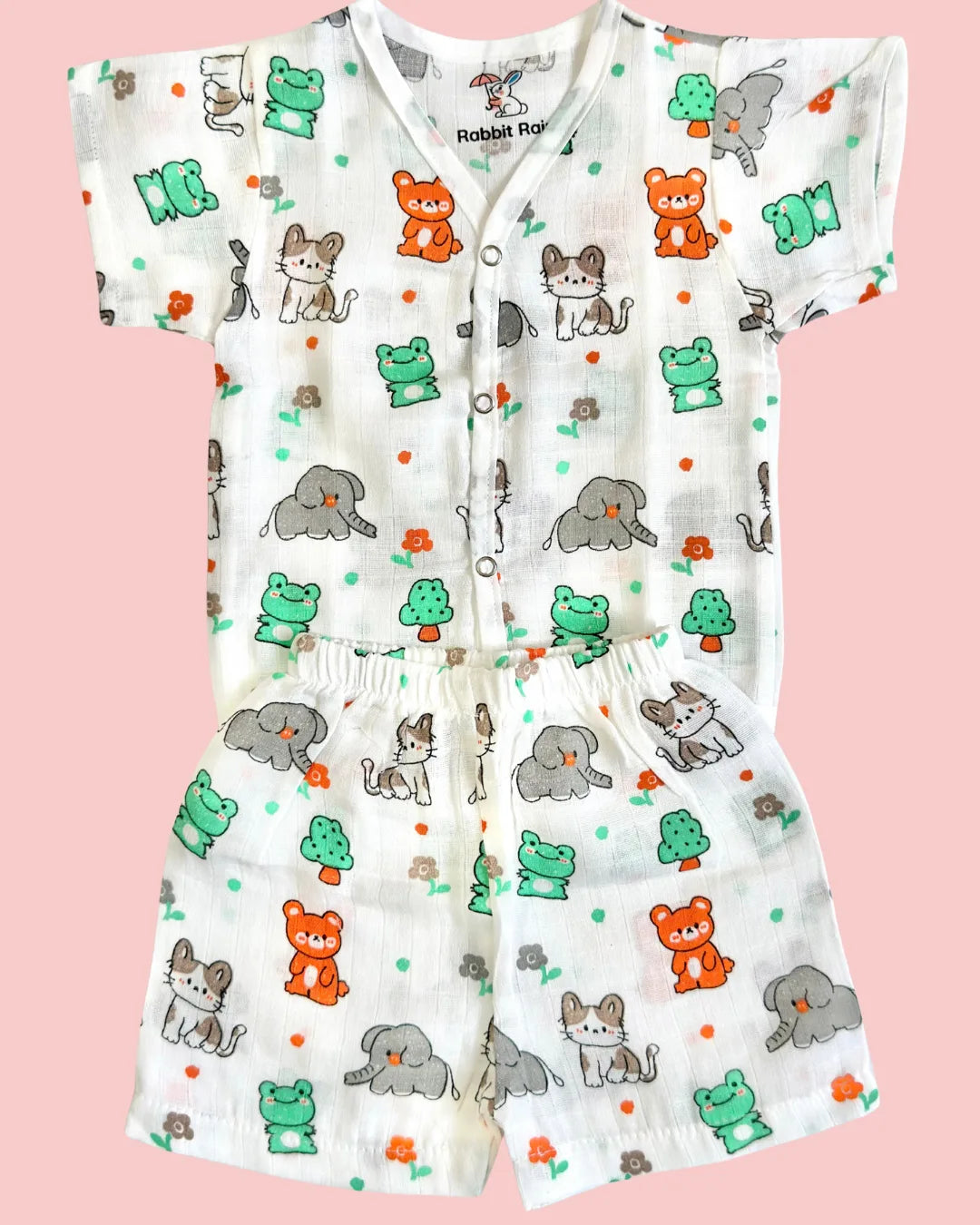 Premium Muslin Cotton Half Sleeve Jabla & Shorts Set – Jungle Friends