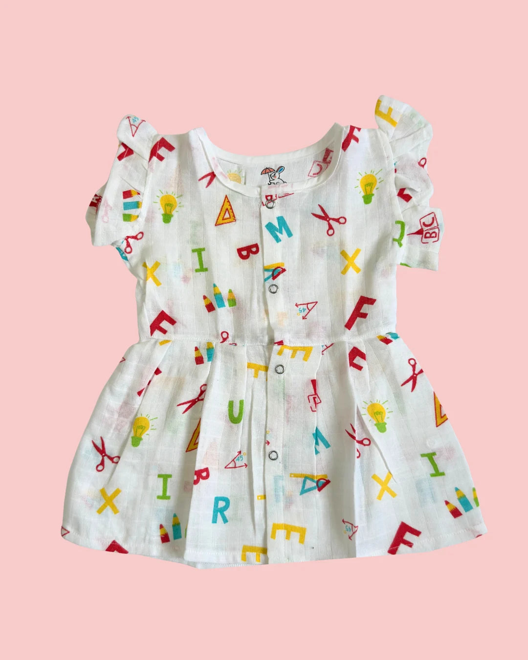 Frill Frock – 100% Premium Muslin Cotton – Alphabet Print