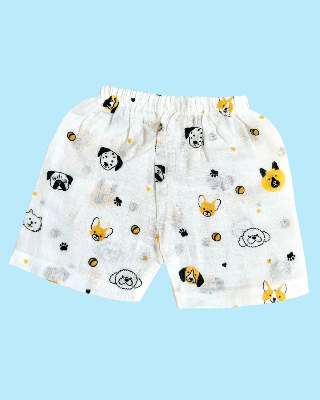 Premium Muslin Cotton Sleeveless Jabla & Shorts Set – Puppy Love