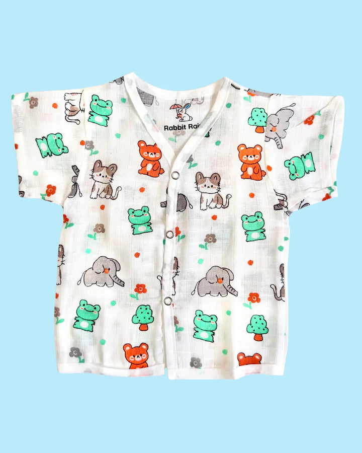 Premium Muslin Cotton Half Sleeve Jabla & Shorts Set – Jungle Friends