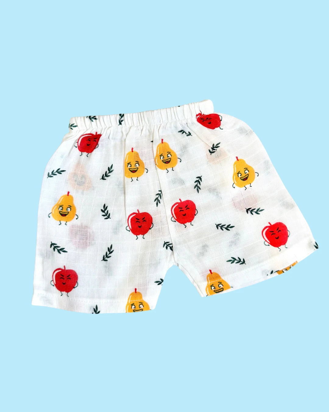 Premium Muslin Cotton Sleeveless Jabla & Shorts Set – Happy Fruits