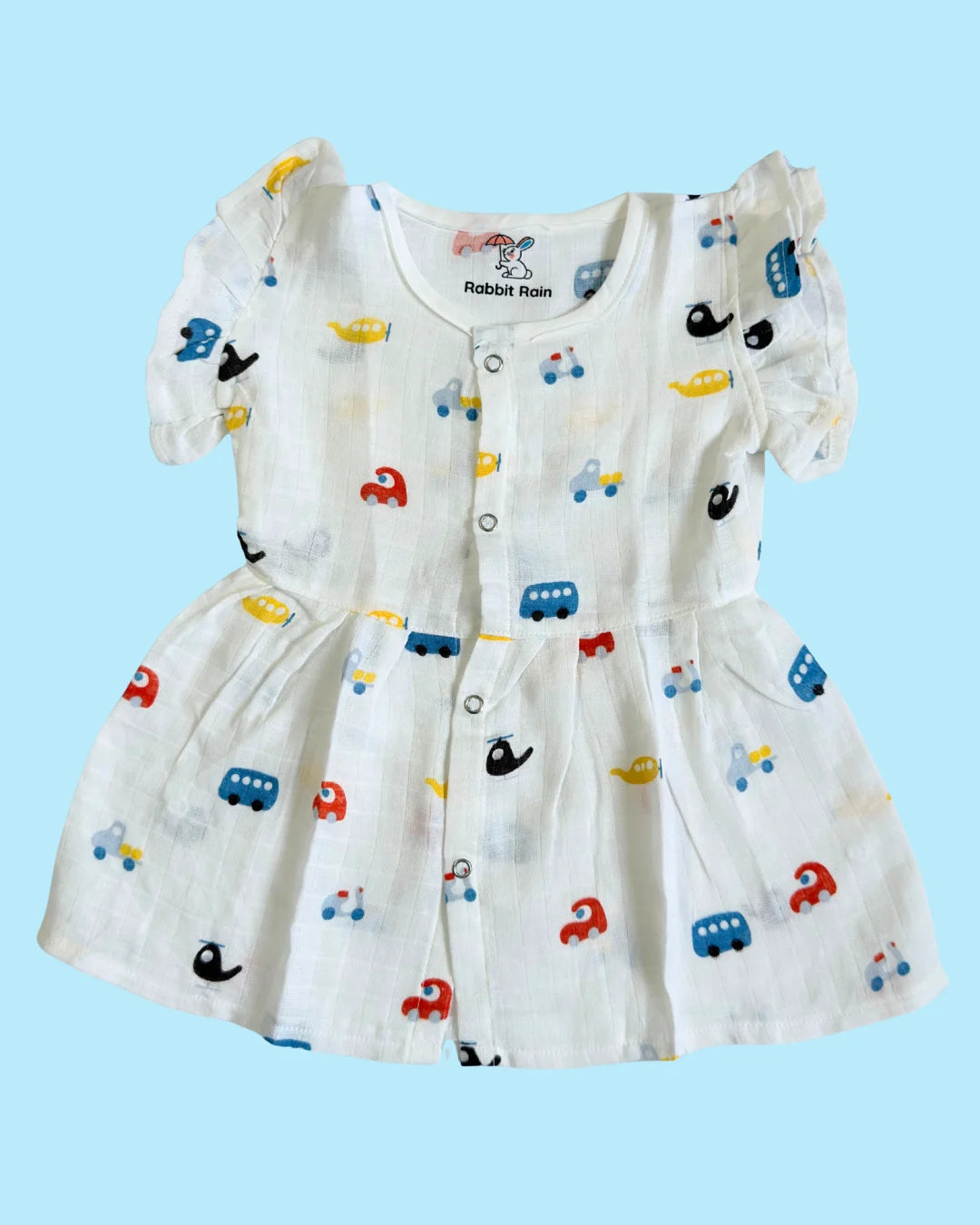 Frill Frock – 100% Premium Muslin Cotton – Vehicle Print