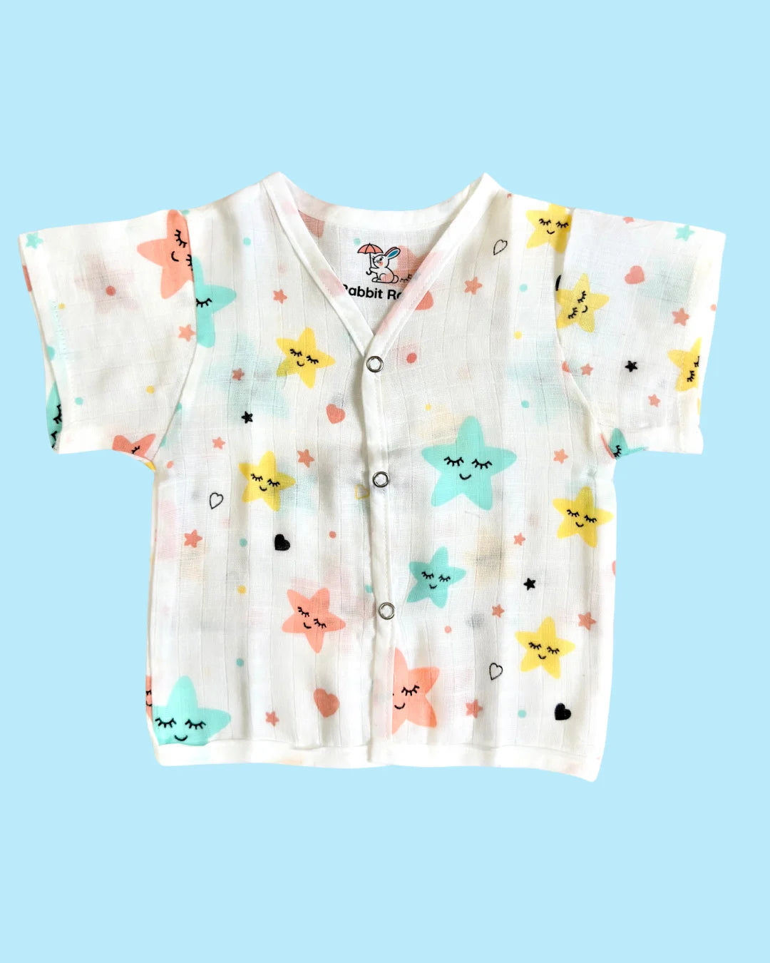 Premium Muslin Cotton Half Sleeve Jabla & Shorts Set – Dreamy Stars
