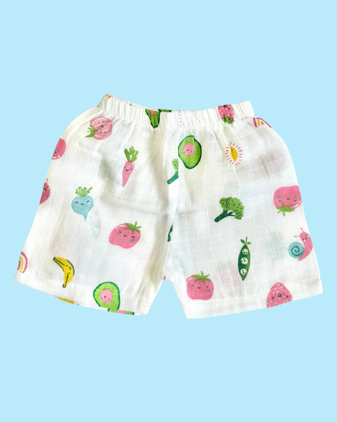 Premium Muslin Cotton Half Sleeve Jabla & Shorts Set – Fruity Garden