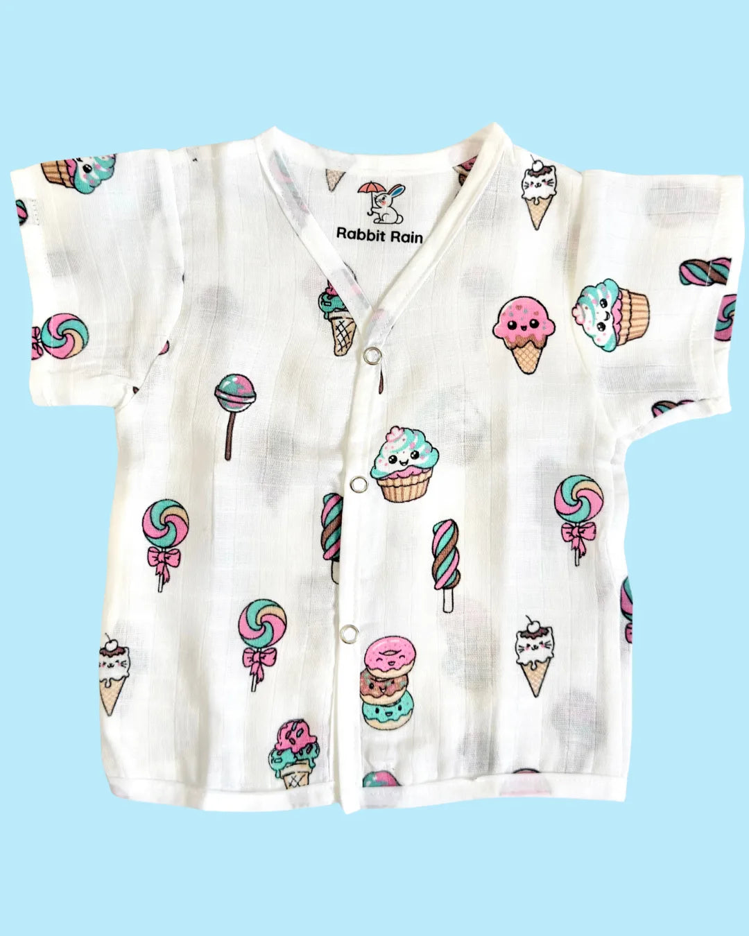 Premium Muslin Cotton Half Sleeve Jabla & Shorts Set – Candy Treats