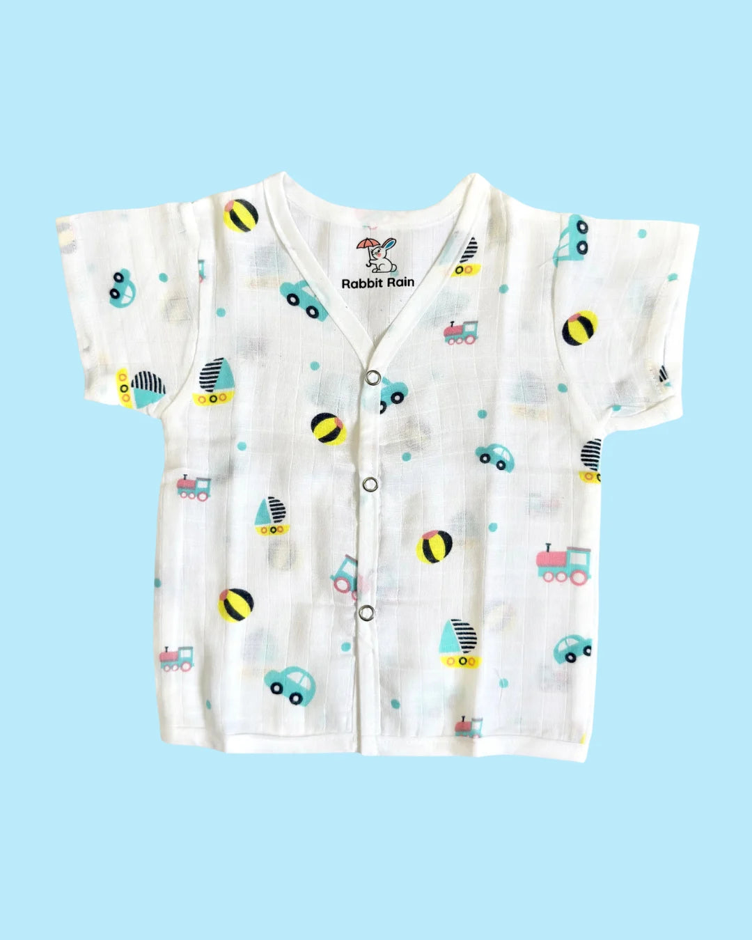 Premium Muslin Cotton Half Sleeve Jabla & Shorts Set – Toy Print