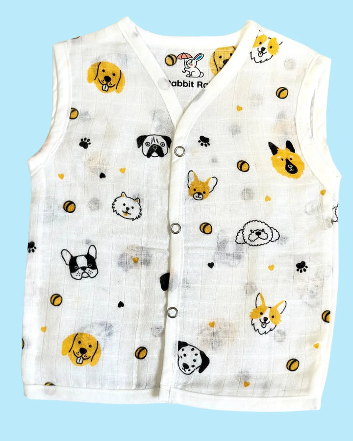 Premium Muslin Cotton Sleeveless Jabla & Shorts Set – Puppy Love