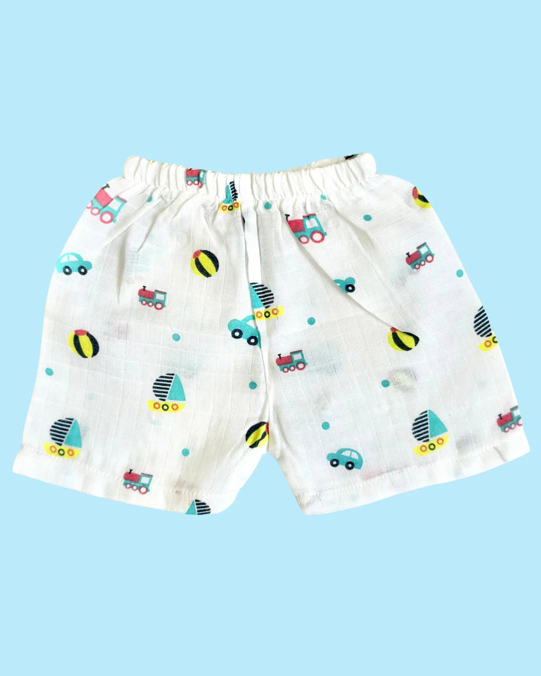 Premium Muslin Cotton Half Sleeve Jabla & Shorts Set – Toy Print