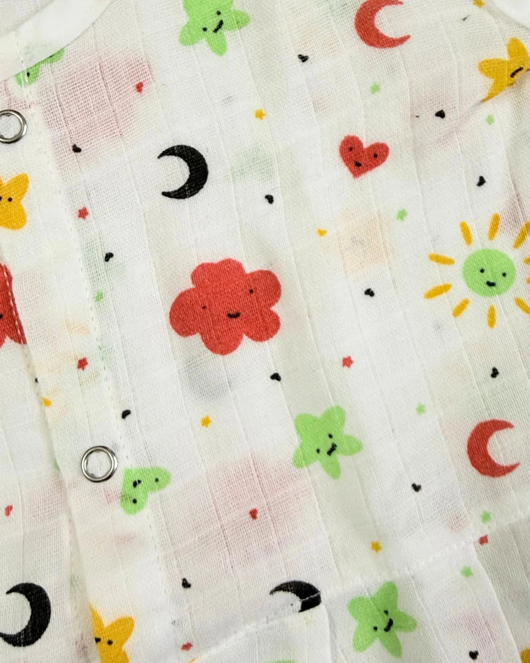 Sleeveless Jabla Frock – 100% Premium Muslin Cotton – Sun & Moon Print