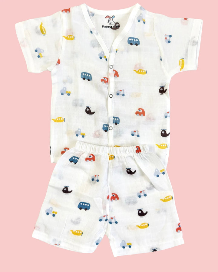 Premium Muslin Cotton Half Sleeve Jabla & Shorts Set – Little Ride