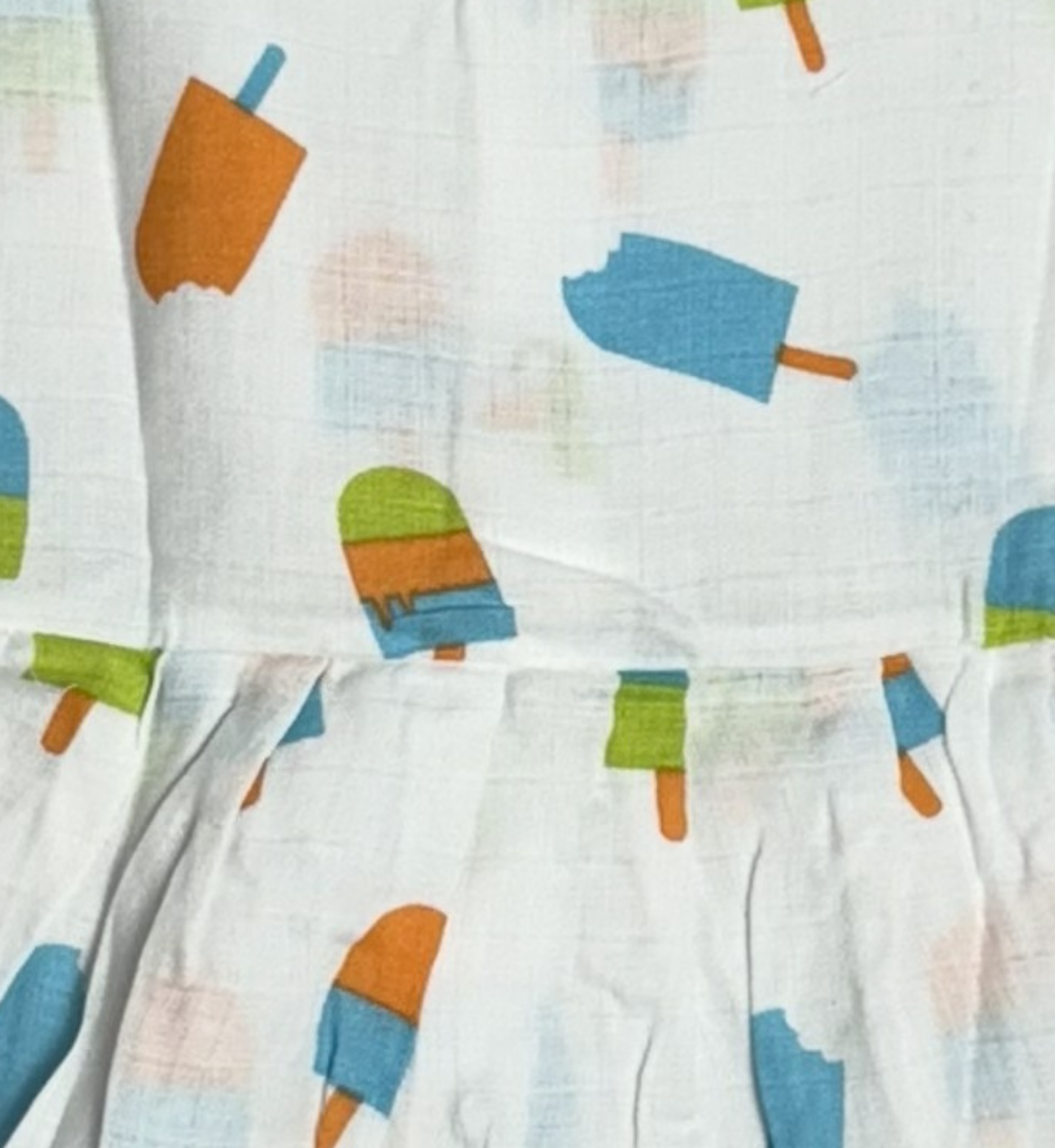 Muslin Baby Frock with Frill Sleeves – Front Open | Ice-Cream Print