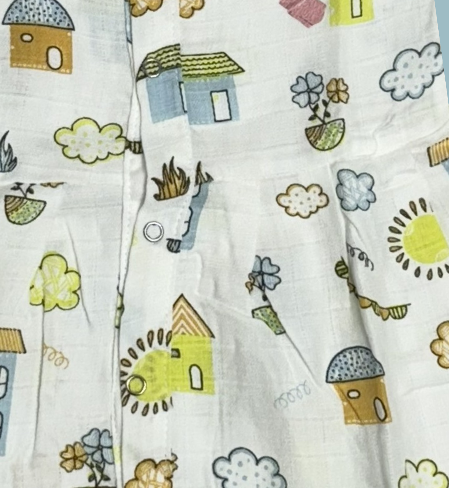 Muslin Baby Frock with Frill Sleeves – Front Open | House & Nature Print