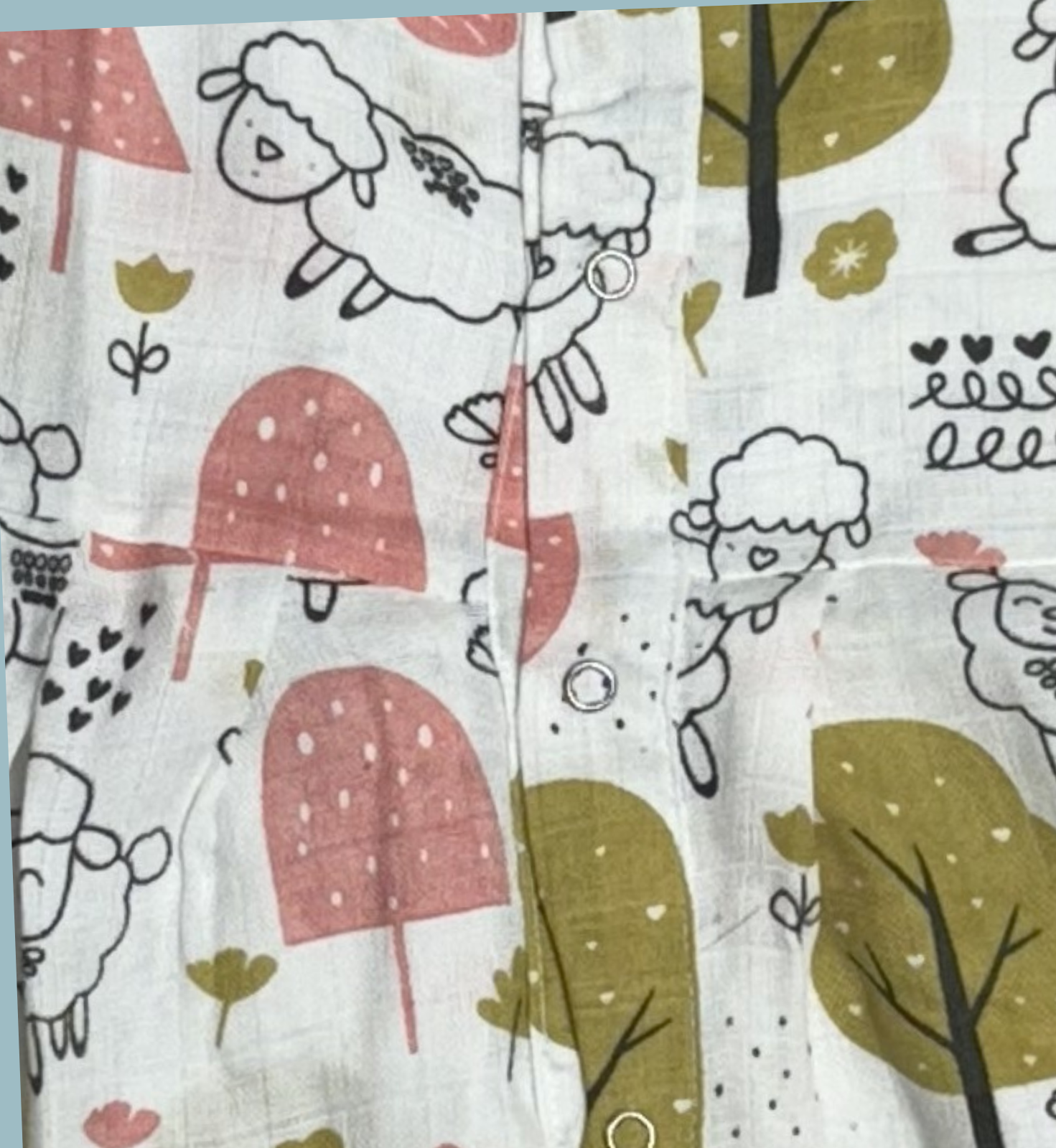Muslin Baby Frock with Frill Sleeves – Front Open | Sheep & Nature Print
