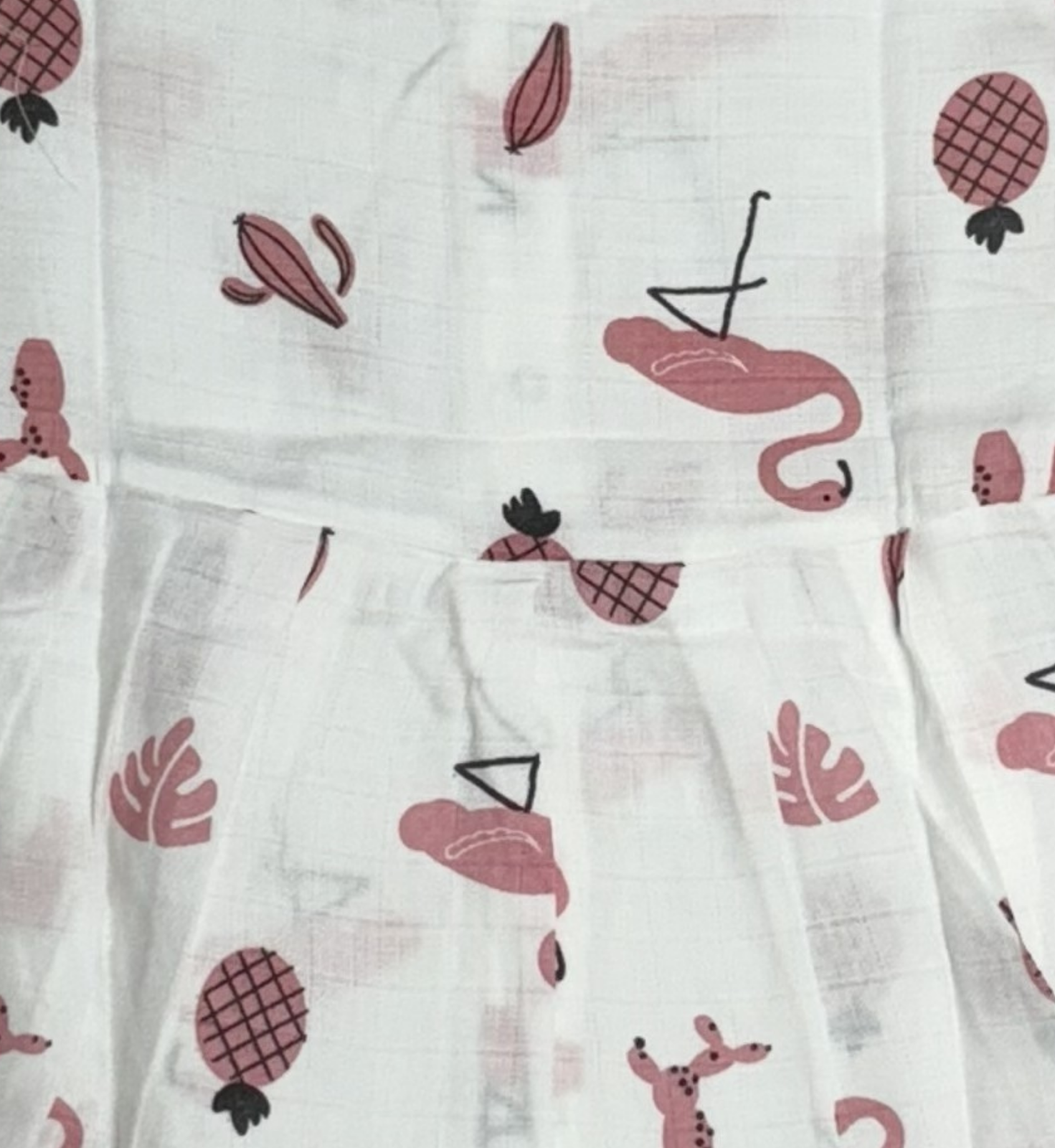 Muslin Baby Frock with Frill Sleeves – Front Open | Flamingo Print