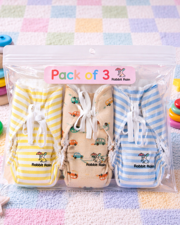 Baby Padded Langot – Soft Adjustable Cloth Nappy 3 layer - Pack of 3