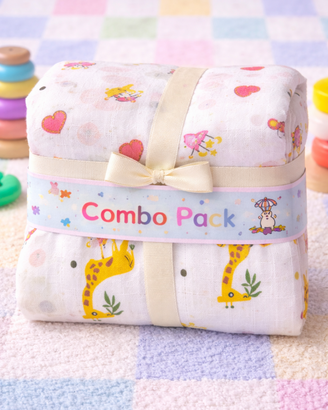 Baby Bath Muslin Towel Cum Blanket -  Pack of 2